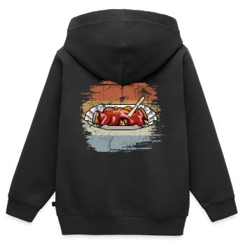 Ein Leben ohne Currywurst ist möglich aber sinnlos - Kinder Premium Organic Zip Hoodie - Schwarz - Hinten - AI Model Kid Male (0cm)