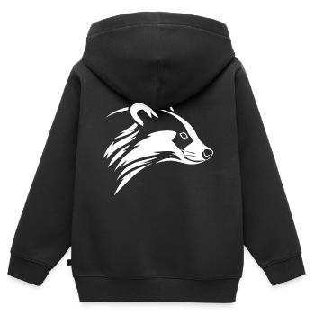 Blaireau - Sweat Premium à capuche zippé enfant bio - noir - Dos - AI Model Kid Male (0cm)