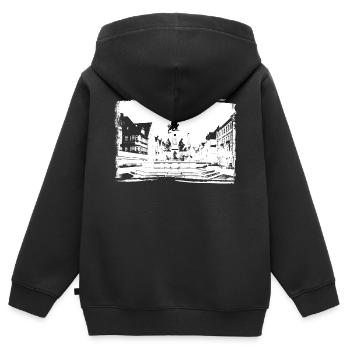 Fontaine d'Hercule Augsbourg - Sweat Premium à capuche zippé enfant bio - noir - Dos - AI Model Kid Male (0cm)