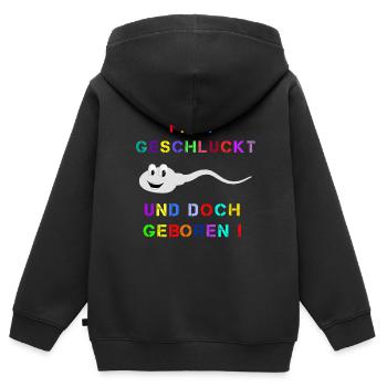 Fast Geschluckt - Kinder Premium Organic Zip Hoodie - Schwarz - Hinten - AI Model Kid Male (0cm)