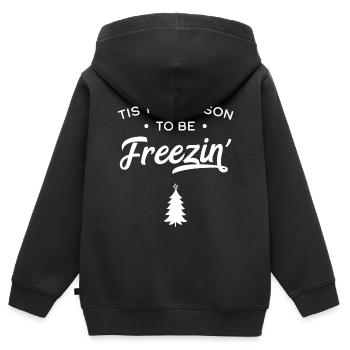 Es ist die Jahreszeit, um zu frieren - Kinder Premium Organic Zip Hoodie - Schwarz - Hinten - AI Model Kid Male (0cm)