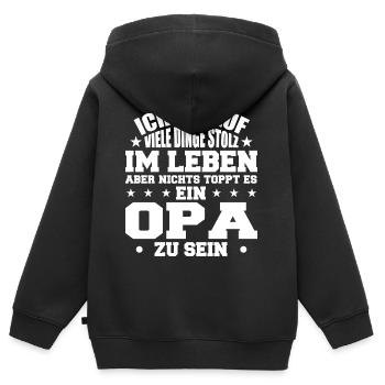ich bin stolz wie ein Opa - Kinder Premium Organic Zip Hoodie - Schwarz - Hinten - AI Model Kid Male (0cm)