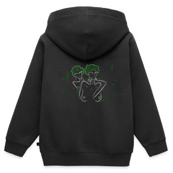 in Grünen - Kinder Premium Organic Zip Hoodie - Schwarz - Hinten - AI Model Kid Male (0cm)