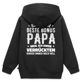 Bonus papa Beau-père Cadeau papa bonus papa - Sweat Premium à capuche zippé enfant bio - noir - Dos - AI Model Kid Male (0cm)