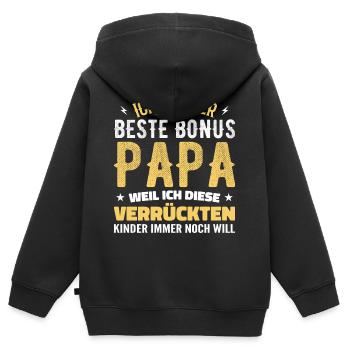 Bonus papa Beau-père Cadeau papa bonus papa - Sweat Premium à capuche zippé enfant bio - noir - Dos - AI Model Kid Male (0cm)