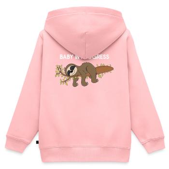 Paresseux bébé dans Progress Paresseux - Sweat Premium à capuche zippé enfant bio - rose - Dos - AI Model Kid Female (0cm)