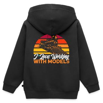 Trains miniatures Voyage en train cadeau - Sweat Premium à capuche zippé enfant bio - noir - Dos - AI Model Kid Male (0cm)