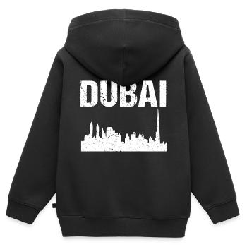 Dubai Skyline Capital Dubai - Sweat Premium à capuche zippé enfant bio - noir - Dos - AI Model Kid Male (0cm)