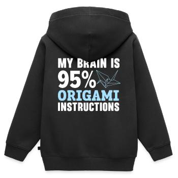 Mein Gehirn besteht zu 95% aus Origami-Anleitungen - Kinder Premium Organic Zip Hoodie - Schwarz - Hinten - AI Model Kid Male (0cm)