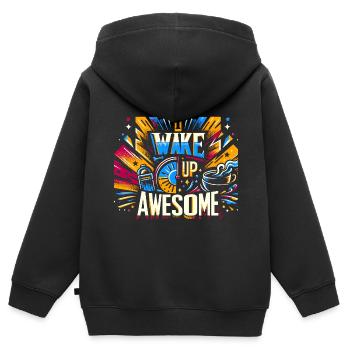 I Wake Up Awesome 13 - Kinder Premium Organic Zip Hoodie - Schwarz - Hinten - AI Model Kid Male (0cm)