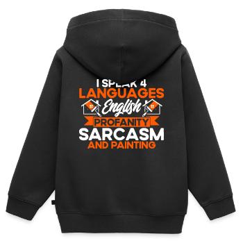 Peintre Décorateur Cadeau de commerçant - Sweat Premium à capuche zippé enfant bio - noir - Dos - AI Model Kid Male (0cm)