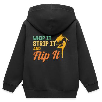 Peitsche es, zieh es aus und wirf es Fahnenwache G - Kinder Premium Organic Zip Hoodie - Schwarz - Hinten - AI Model Kid Male (0cm)