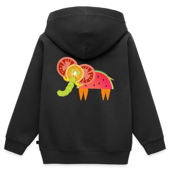 Vegetarischer Elefant - Kinder Premium Organic Zip Hoodie - Schwarz - Hinten - AI Model Kid Male (0cm)