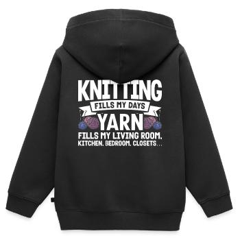 Garn stricken Stricken Quilten Geschenk - Kinder Premium Organic Zip Hoodie - Schwarz - Hinten - AI Model Kid Male (0cm)