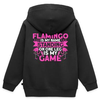 Flamingo ist mein Name Amputierte Geschenk - Kinder Premium Organic Zip Hoodie - Schwarz - Hinten - AI Model Kid Male (0cm)