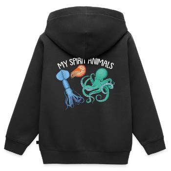 Céphalopode, pieuvre, pieuvre - Sweat Premium à capuche zippé enfant bio - noir - Dos - AI Model Kid Male (0cm)