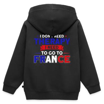 Français Drapeau Français Roots Cadeau - Sweat Premium à capuche zippé enfant bio - noir - Dos - AI Model Kid Male (0cm)