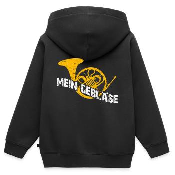 Horn mein Instrument - Kinder Premium Organic Zip Hoodie - Schwarz - Hinten - AI Model Kid Male (0cm)