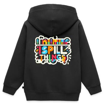 I Spill Things 12 - Kinder Premium Organic Zip Hoodie - Schwarz - Hinten - AI Model Kid Male (0cm)
