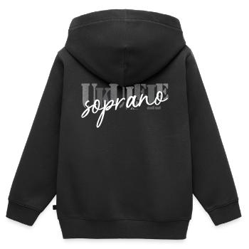 Ukulélé Soprano Noir Blanc - Sweat Premium à capuche zippé enfant bio - noir - Dos - AI Model Kid Male (0cm)