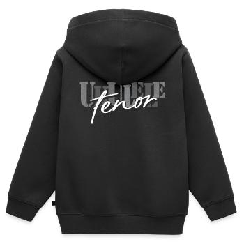 Ukulélé Ténor Noir Blanc - Sweat Premium à capuche zippé enfant bio - noir - Dos - AI Model Kid Male (0cm)