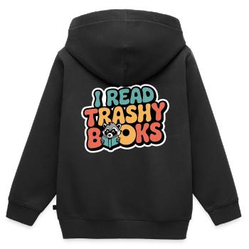 I Read Trashy Books 15 - Kinder Premium Organic Zip Hoodie - Schwarz - Hinten - AI Model Kid Male (0cm)