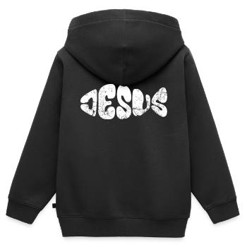 Jesus - Fisch - Liebe - Gläubige - Geschenk - Kinder Premium Organic Zip Hoodie - Schwarz - Hinten - AI Model Kid Male (0cm)