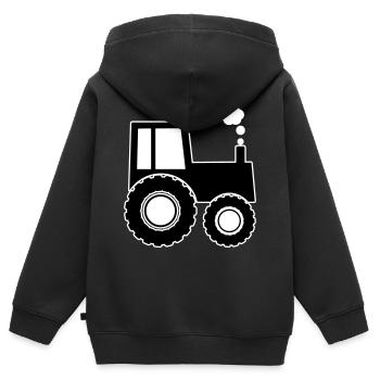 tracteur - Sweat Premium à capuche zippé enfant bio - noir - Dos - AI Model Kid Male (0cm)