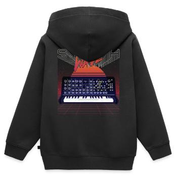 Synthesizer Tonstudio Waveform Synthese Elektro - Kinder Premium Organic Zip Hoodie - Schwarz - Hinten - AI Model Kid Male (0cm)