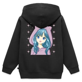 Manga Otaku Japanischer Anime - Kinder Premium Organic Zip Hoodie - Schwarz - Hinten - AI Model Kid Male (0cm)
