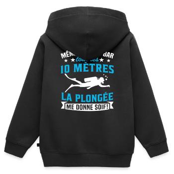 la plongée me donne soif t-shirt plongeur plongée - Sweat Premium à capuche zippé enfant bio - noir - Dos - AI Model Kid Male (0cm)