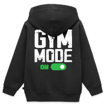 Gym Mode on Funny Beast Workout, Men Gym Lifting - Sweat Premium à capuche zippé enfant bio - noir - Dos - AI Model Kid Male (0cm)