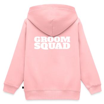 Enterrement de vie de garçon - Sweat Premium à capuche zippé enfant bio - rose - Dos - AI Model Kid Female (0cm)