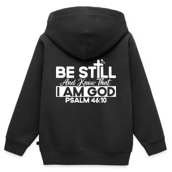 Inspirierend Christlich Religiös Geschenk - Kinder Premium Organic Zip Hoodie - Schwarz - Hinten - AI Model Kid Male (0cm)