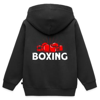 Boxen Boxen Geschenk - Kinder Premium Organic Zip Hoodie - Schwarz - Hinten - AI Model Kid Male (0cm)
