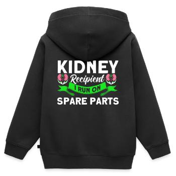 Donneur d’organes Transplantations d’organes Receveurs d’organes - Sweat Premium à capuche zippé enfant bio - noir - Dos - AI Model Kid Male (0cm)