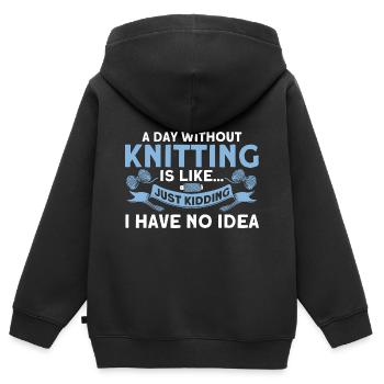 Knitting Lovers Yarn Knitting Knitting Gift - Kids Premium Organic Zip-up Hoodie - black - Back - AI Model Kid Male (0cm)