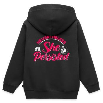 Rechte der Frauen Feministisch Ermächtigung Gesche - Kinder Premium Organic Zip Hoodie - Schwarz - Hinten - AI Model Kid Male (0cm)