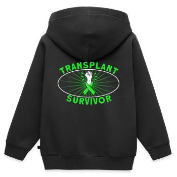 Transplantation d’organes Donneurs d’organes Receveurs d’organes - Sweat Premium à capuche zippé enfant bio - noir - Dos - AI Model Kid Male (0cm)