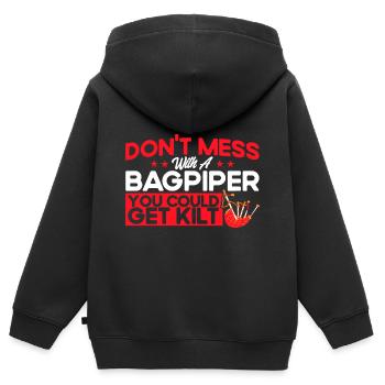 Dudelsäcke Schottische Dudelsäcke Dudelsackspieler - Kinder Premium Organic Zip Hoodie - Schwarz - Hinten - AI Model Kid Male (0cm)