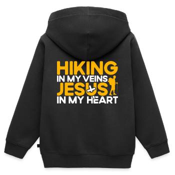 Wandern Draußen Fernweh Geschenk - Kinder Premium Organic Zip Hoodie - Schwarz - Hinten - AI Model Kid Male (0cm)