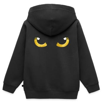 Katzenaugen Gelb - Kinder Premium Organic Zip Hoodie - Schwarz - Hinten - AI Model Kid Male (0cm)