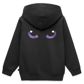Katzenaugen Lila - Kinder Premium Organic Zip Hoodie - Schwarz - Hinten - AI Model Kid Male (0cm)