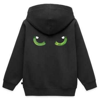 Katzenaugen Grün - Kinder Premium Organic Zip Hoodie - Schwarz - Hinten - AI Model Kid Male (0cm)