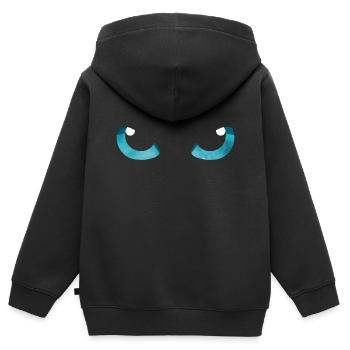 Katzenaugen Blau - Kinder Premium Organic Zip Hoodie - Schwarz - Hinten - AI Model Kid Male (0cm)