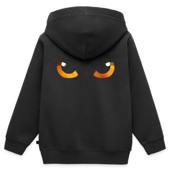 Katzenaugen Orange - Kinder Premium Organic Zip Hoodie - Schwarz - Hinten - AI Model Kid Male (0cm)