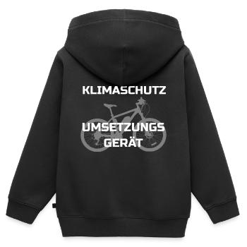 Ebike Klimaschutz - Kinder Premium Organic Zip Hoodie - Schwarz - Hinten - AI Model Kid Male (0cm)