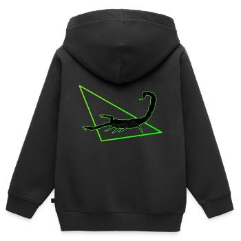 Scorpion en vert - Sweat Premium à capuche zippé enfant bio - noir - Dos - AI Model Kid Male (0cm)