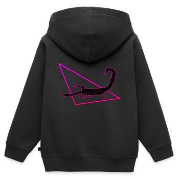 Scorpion en violet/rose - Sweat Premium à capuche zippé enfant bio - noir - Dos - AI Model Kid Male (0cm)
