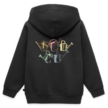 GARTEN GIEßKANNE GÄRTNER - Kinder Premium Organic Zip Hoodie - Schwarz - Hinten - AI Model Kid Male (0cm)